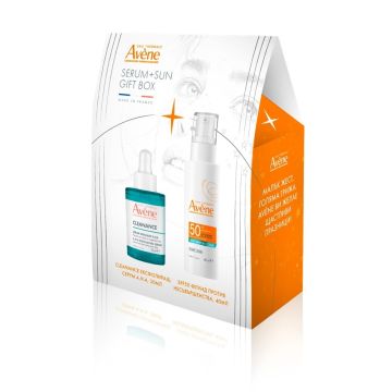 BOX Avene Cleanance A.H.A Ексфолиращ серум за лице 30 мл + Слънцезащитен флуид против несъвършенства SPF50 40 мл