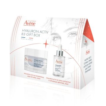 BOX Avene Hyaluron Activ B3 Серум концентрат за лице с изпълващо действие 30 мл + Регенериращ аква гел-крем 50 мл + Слънцезащитен анти ейдж флуид SPF50 5 мл Комплект