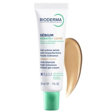 Bioderma Sebium Kerato+ Cover Гел крем за мазна и акнеична кожа тониран 30 мл