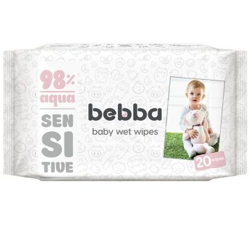Bebba Sensitive Мокри кърпички 98% вода 20 бр