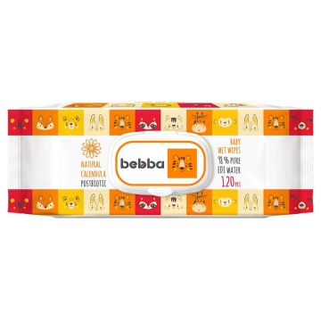Bebba Sensitive Мокри кърпички с невен и постбиотик с капак 120 бр