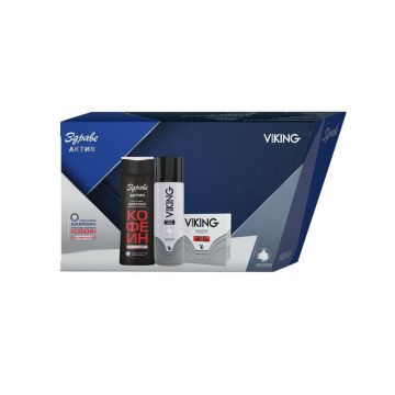 Здраве Актив Подсилващ шампоан против пърхот с Кофеин и Активен въглен 300 мл + Viking Sensitive Пяна за бръснене 200 мл + Viking Sensitive Лосион за след бръснене 100 мл Комплект