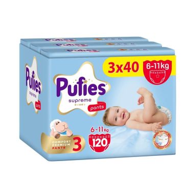 Pufies Supreme 3 Midi Бебешки Пелени-гащички 6-11 кг 3 х 40 бр