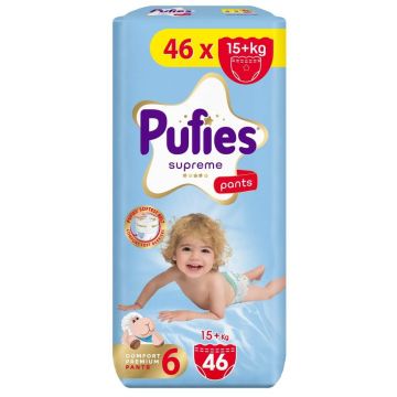  Pufies Supreme 6 Extra Large Бебешки Пелени-гащички 15+ кг х 46 бр