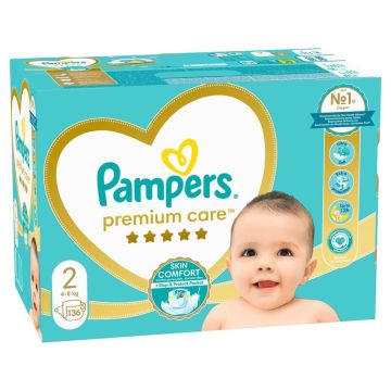 Пелени Pampers Premium Care MB размер 2 Mini 4-8 кг х 136 бр