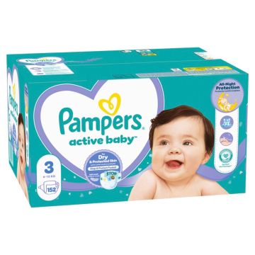 Пелени Pampers Active Baby МВ размер 3 Midi, 6-10 кг, 152 бр