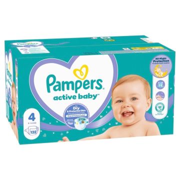 Пелени Pampers Active Baby МВ размер 4 Maxi, 9-14 кг, 132 бр