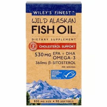 Wiley's Finest Рибено масло Омега-3 Холестерол 800 мг х 90 капсули