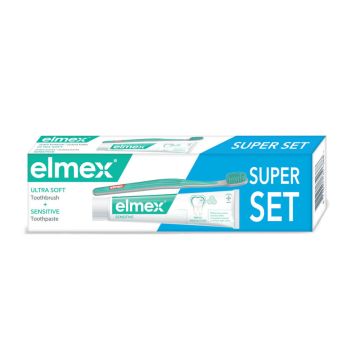 Elmex Super Soft Четка за зъби + Elmex Sensitive Паста за чувствителни зъби 75 мл Комплект