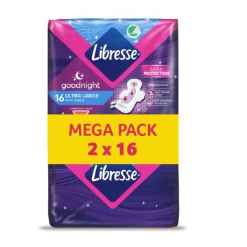 Libresse Goodnight Ultra Large Mega Pack Нощни дамски превръзки 2x16 бр