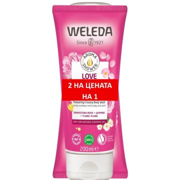 Weleda Love Кремообразен душ гел с аромат на роза, жасмин и иланг-иланг 2 х 200 мл Комплект