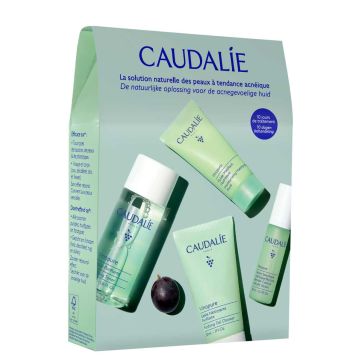 Caudalie Vinopure Серум против несъвършенства 10 мл + Почистващ гел 30 мл + Почистващ тоник 50 мл + Хидратиращ флуид 15 мл Комплект