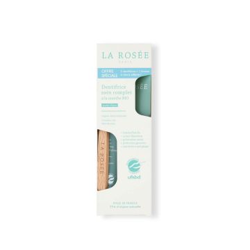 La Rosee Паста за зъби с органична мента 2 х 75 мл + Подарък: Четка за зъби Комплект