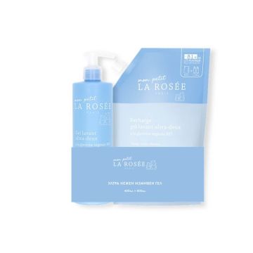 La Rosee Измиващ гел с растителен глицерин 0М+ 400 мл + Пълнител 800 мл Комплект
