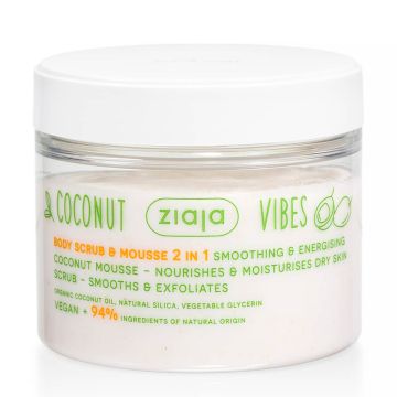 Ziaja Coconut Vibes 2in1 Изглаждащ и ексфолиращ скраб и мус за тяло 270 мл