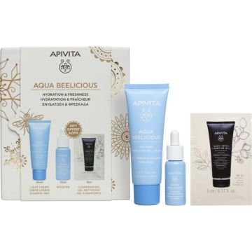 Apivita Aqua Beelicious Хидратиращ гел-крем с лека текстура 40 мл + Хидратиращ освежаващ бустер 10 мл + Черен детоксикиращ почистващ гел 5 мл Комплект