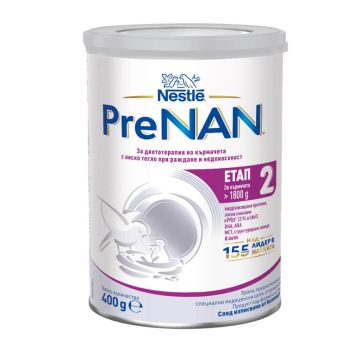 Nestle PreNAN Етап 2 Храна за недоносени и родени с ниско тегло бебета 400 г