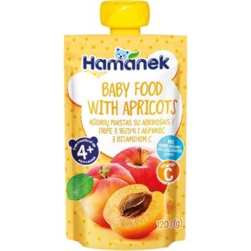 Hamanek Пауч с ябълка и кайсия 4М+ 120 г