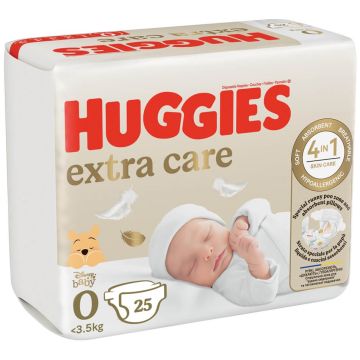 Huggies Extra Care Пелени 0+ 0-3.5 кг x 25 бр