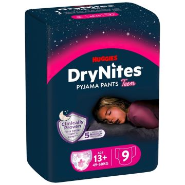 Huggies DryNites Teen Гащи пижама 13+г, 48-60 кг, момиче х 9 бр