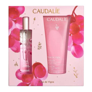 Caudalie Rose de Vigne Тоалетна вода със свеж аромат 50 мл + Caudalie Rose De Vigne Душ гел с алое, рози, ревен и мускус 200 мл Комплект