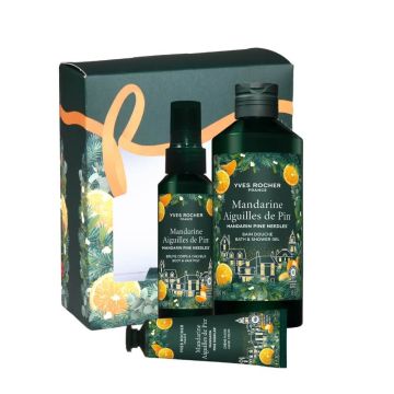 Yves Rocher Mandarine Aiguilles de Pin Лимитиран комплект Мандарина и борови иглички (душ гел/мист/крем за ръце/кутия)