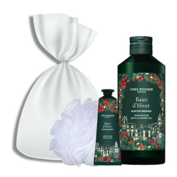 Yves Rocher Baies d'Hiver Лимитиран комплект Зимни плодове (душ гел/крем за ръце/гъба/органза)