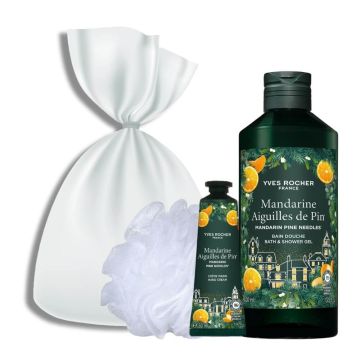 Yves Rocher Mandarine Aiguilles de Pin Лимитиран комплект Мандарина и борови иглички (душ гел/крем за ръце/гъба/органза)