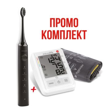 Microlife BP B3 AFIB Апарат за измерване на кръвното налягане + Microlife Clean S5 Звукова електрическа четка за зъби черна Комплект