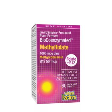 Natural Factors BioCoenzymated Methylfolate + B12 Метилфолат + Витамин Б12 х 60 сублингвални таблетки
