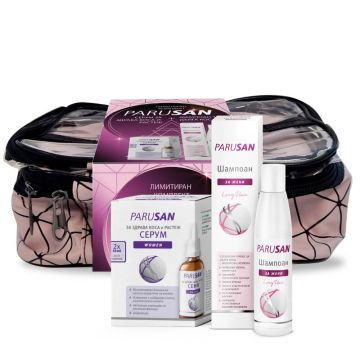 Parusan Шампоан за жени за дълга коса 200 мл + Parusan Серум за здрава коса и растеж 2x50 мл + несесер Комплект