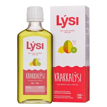 Lysi Омега 3 2390 мг Масло от черен дроб на Ирландска треска за деца и възрастни с аромат на манго и цитруси  240 мл