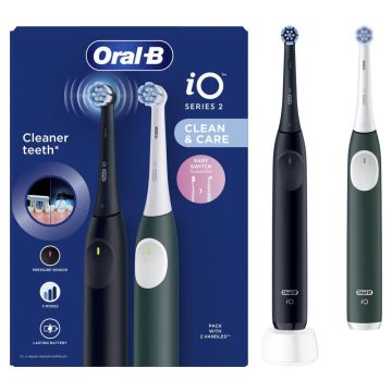 Oral-B iO 2 Електрическа четка за зъби черна + Електрическа четка за зъби зелена Комплект