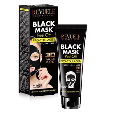 Revuele Черна 3D Пилинг маска за лице с проколаген 80 мл