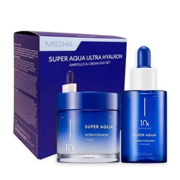 Missha Super Aqua Ultra Hyalron Хидратираща ампула 47 мл + Missha Super Aqua Ultra Hyalron Cream Хидратиращ крем 70 мл Комплект