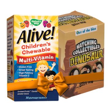 Nature's Way Alive Children's Chewable Multi-Vitamin Алайв мултивитамини за деца х 30 дъвчащи таблетки + Подарък Комплект