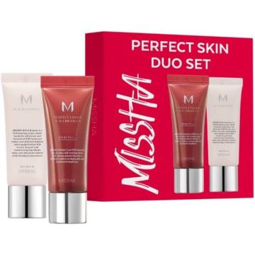 Missha М Perfect Cover BB крем за лице с перфектно покритие SPF42 PA+++ Warm Biege 25 20 мл + Missha BB Boomer База за грим 20 мл Комплект