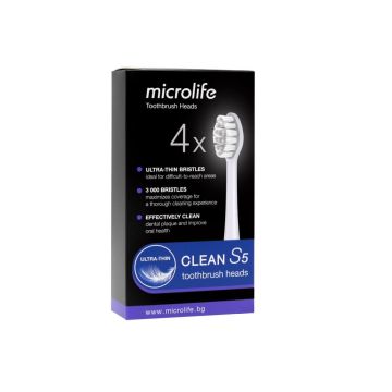 Microlife Глави за звукова ел. четка Microlife S5 soft бели х 4 броя