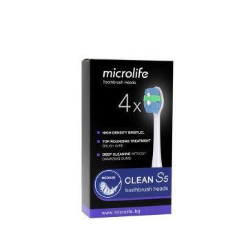 Microlife Глави за звукова ел. четка Microlife S5 medium бели х 4 броя