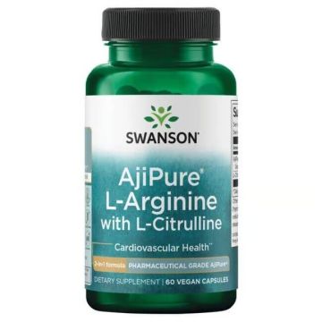 Swanson AjiPure L-Arginine with L-Citrulline L-аргинин с L-цитрулин фармацевтичен клас х 60 капсули