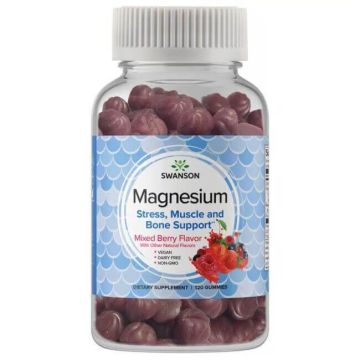 Swanson Magnesium Gummies Mixed Berry Магнезий дъвчащи таблетки - микс от горски плодове х 120 броя