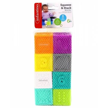 Комплект меки сензорни кубчета за подреждане 8 броя Infantino