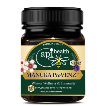 Manuka pro VENZ Многоцветен пчелен мед от манука MGO 100+ с пчелна отрова и прополис 250 г Api Health