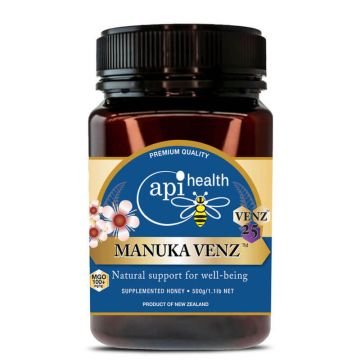 Manuka VENZ Многоцветен пчелен мед от манука MGO 100+ подсилен с пчелна отрова 500 г Api Health