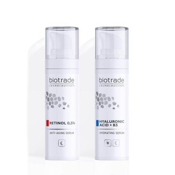 Biotrade Серум против бръчки с ретинол 0,5% 30 мл + Biotrade Хидратиращ серум с хиалуронова киселина и ниациамид 30 мл Комплект