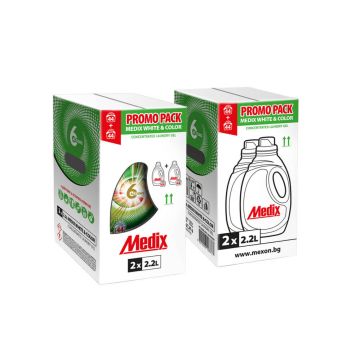 Medix Expert 6 Actions White & Color Перилен препарат за бели и цветни тъкани 2 х 2200 мл Комплект