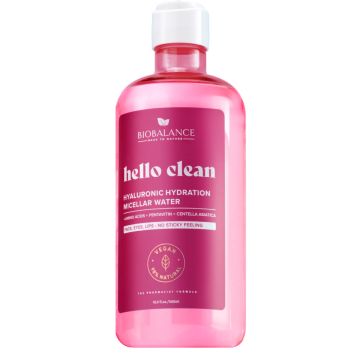 BioBalance Hello Clean Мицеларна вода с хиалурон за суха и чувствителна кожа 500 мл