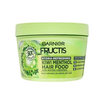 Garnier Fructis Hair Food Kiwi Menthol Маска за коса за мазни корени и сухи краища 390 мл
