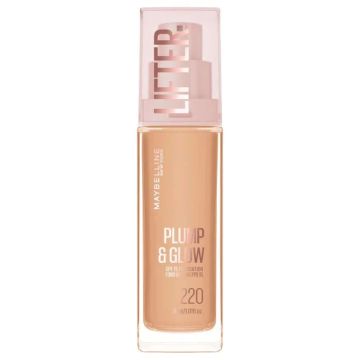 Maybelline Lifter Plump & Glow Фон дьо тен а естествен и сияен завършек, цвят 220