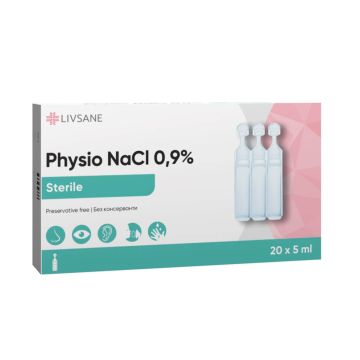 LIVSANE Стерилен изотоничен разтвор на натриев хлорид 0,9% 5 мл х 20 броя